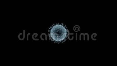 轮状冠状病毒/covid-19病毒分子-在黑色背景下分离